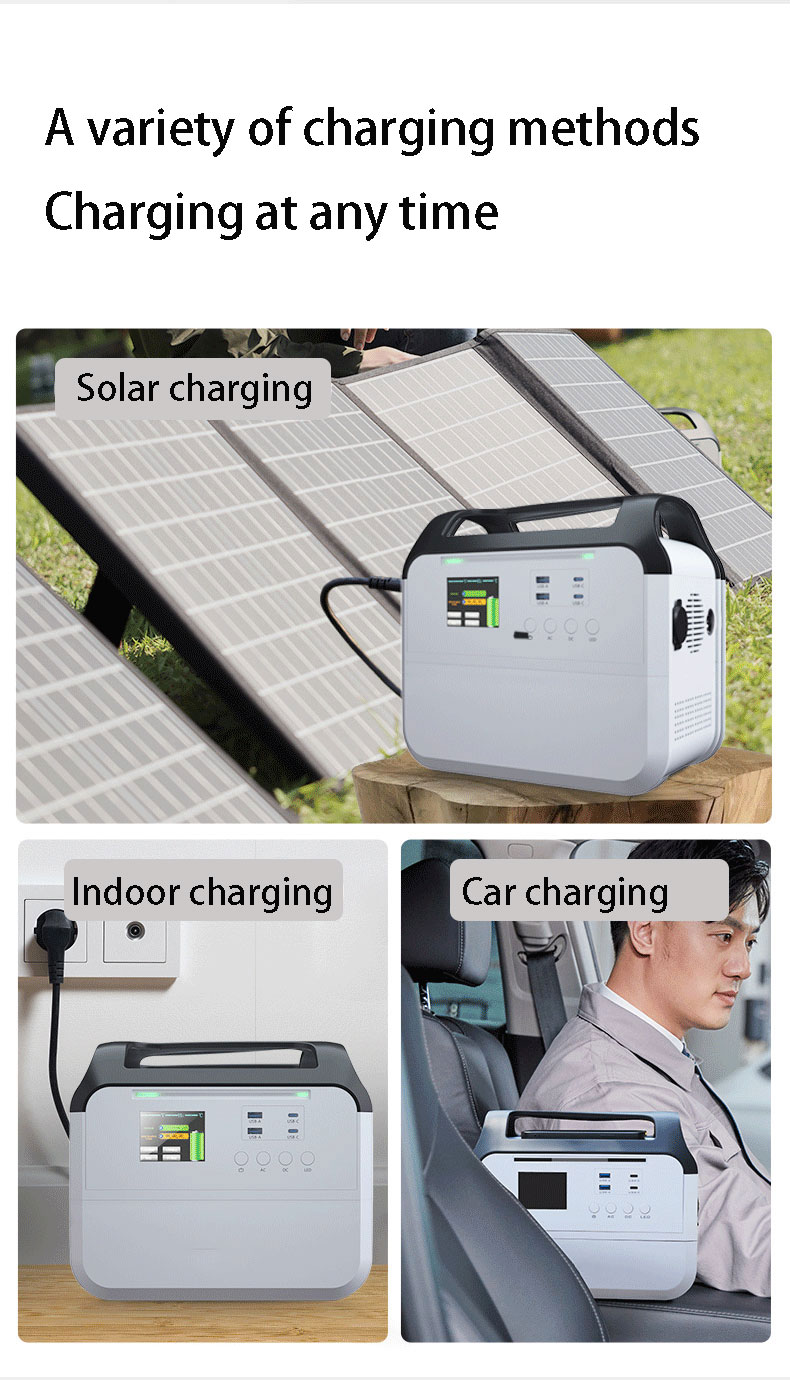 Batería de litio Lifepo4 extraíble 1000w 800w Central eléctrica portátil solar de carga rápida para acampar al aire libre
