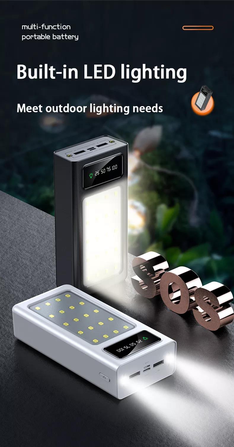 Cargador de batería adicional del banco 30000mah del poder del teléfono del lado al aire libre de la gran capacidad de la venta caliente con 20 luces llevadas
